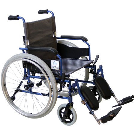  Silla de Ruedas  Forte de Aluminio, Brazos FlipUp y Elevapiernas Desmontables, Rueda 24" Neum,T.Nylon-Azul