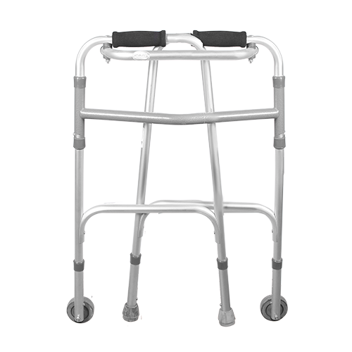 Andadera de Aluminio de Lujo Plegable con Ruedas de 3 pulgadas - Plata