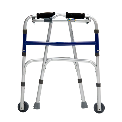 Andadera de Aluminio con Ruedas - Tamaño Junior - Plegable - Azul