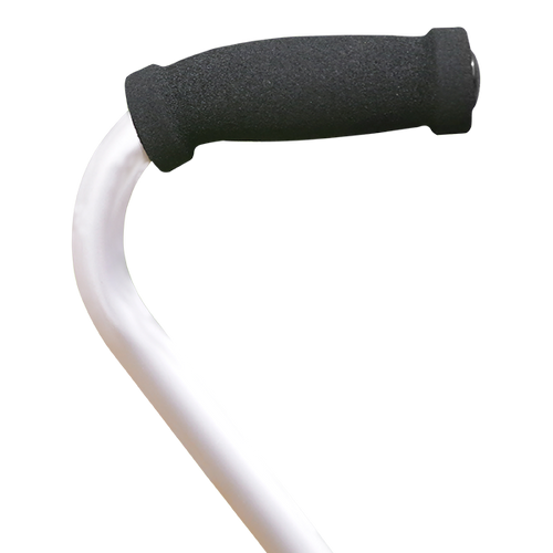 Bastón de Aluminio de 4 Apoyos - Mango Cuello de Ganso - Base Plástica Negra
