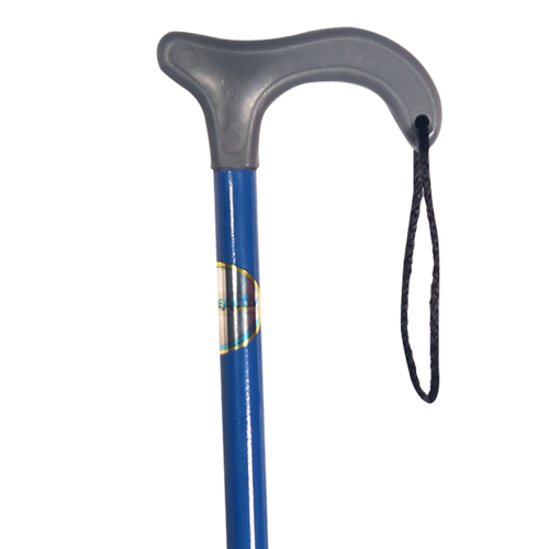 Bastón de Aluminio Esmaltado - Mango Alemán - Azul Brillante