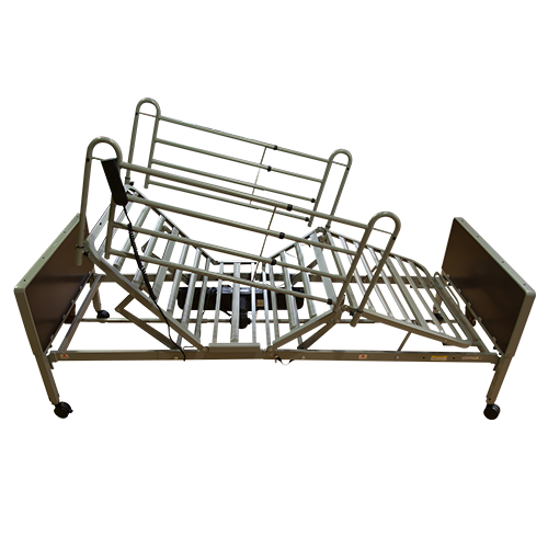 Cama Eléctrica de 3 Posiciones con Panel Rígido y Barandales Desmontables - Gris