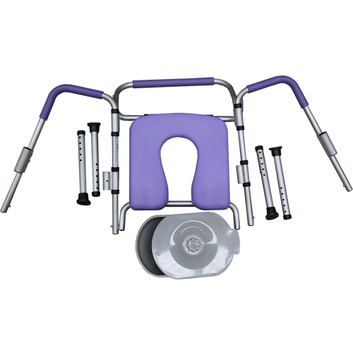 Cómodo de Aluminio para Ducha 4 en 1 Plegable con Respaldo - Púrpura