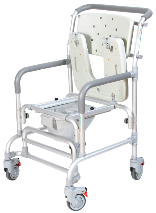 Silla Cómodo Ducha de Aluminio - con Ruedas - Gris