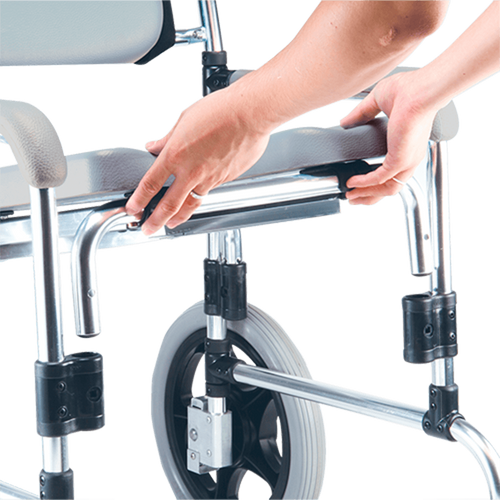 Silla Cómodo Ducha de Aluminio de Lujo con Ruedas - Desarmable - Gris