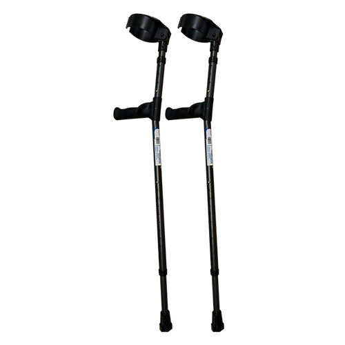 Muletas Canadienses de Aluminio - Adulto - Puño Ergonómico Ajustable - Negro 