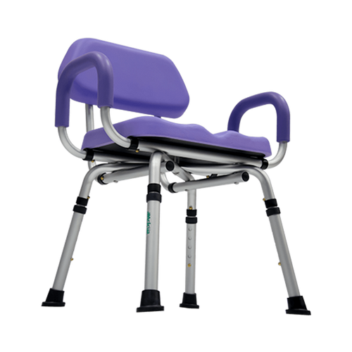 Banco para Ducha de Aluminio con Respaldo y Descansabrazos Desmontables - Purpura