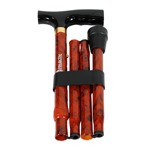 Bastón de Aluminio de 1 Apoyo - Mango Alemán - Plegable - Imitación Madera Roble