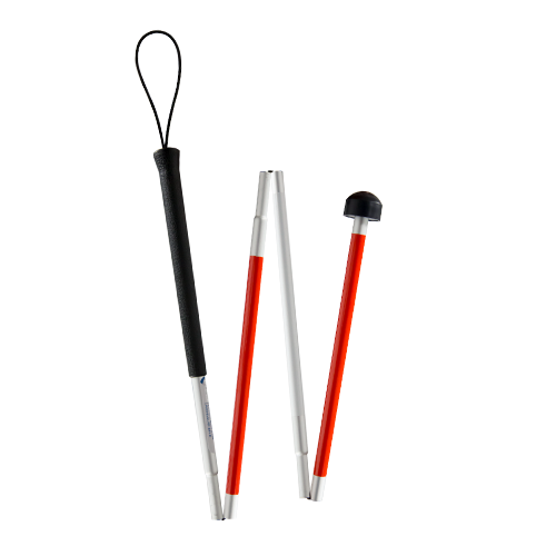 Bastón para Invidente Plegable con Rodamiento - Rojo y Negro