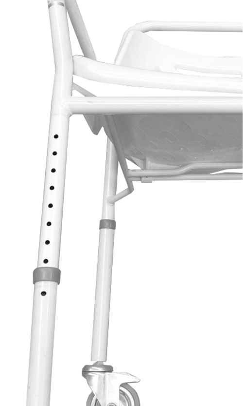 Silla Ducha con Ruedas de 4 pulgadas - Asiento Tipo Concha - Blanca