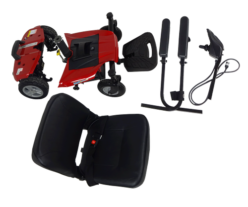 Silla Power Compacta y Desarmable de 4 Ruedas - Roja