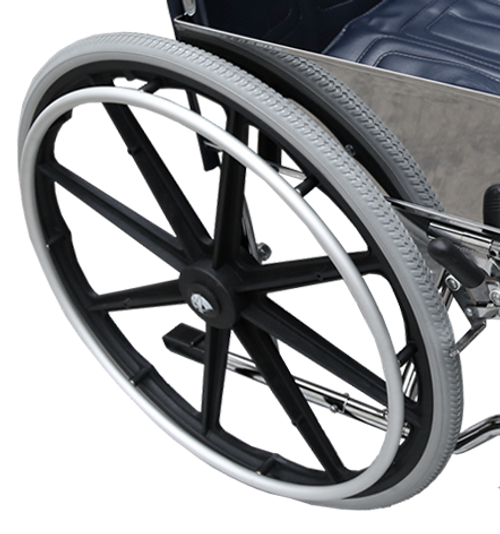 Silla de Ruedas con Brazos y Elevapiernas Desmontables - Tapicería Azul - Cromada