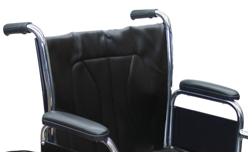 Silla de Ruedas con Brazos y Descansapies Desmontables Extra-Ancha 22 pulgadas - Tapicería Negra - Cromada