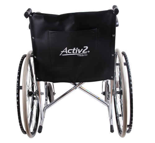 Silla de Ruedas con Brazos y Descansapies Fijos - Tapicería Vinyl - Cromada