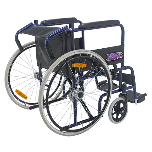 Silla de Ruedas Folding Compacta con Respaldo Plegable - Descansapies Desmontables y Brazos Fijos - Azul