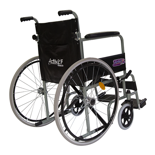 Silla de Ruedas Folding Compacta con Respaldo Plegable - Descansapies Desmontables y Brazos Fijos - Gris