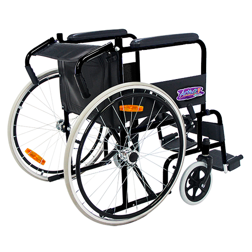 Silla de Ruedas Folding Compacta con Respaldo Plegable - Descansapies Desmontables y Brazos Fijos - Negra