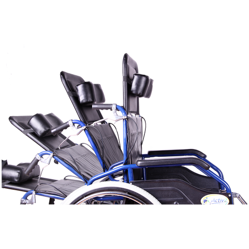 Silla de Ruedas Reclinable con Brazos y Elevapiernas Desmontables - Azul