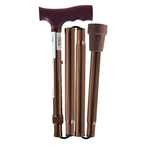 Bastón de Aluminio de 1 Apoyo Mango Alemán - Plegable - Bronce