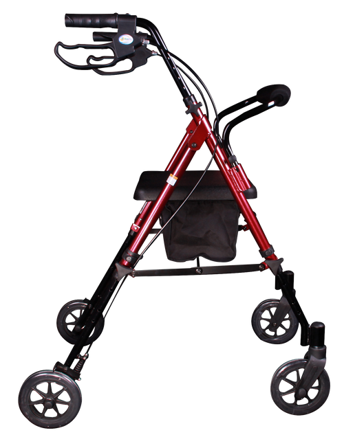 Andadera Rollator de Aluminio Ultra Compacta de Lujo - Roja