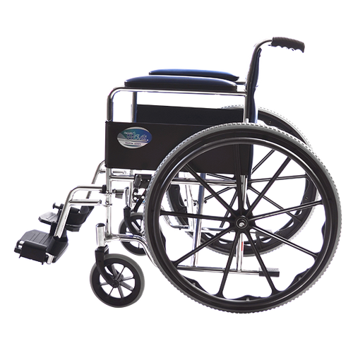 Silla de Ruedas con Brazos Fijos y Descansapies Desmontables - Cromada