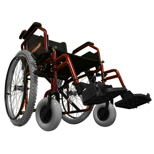 Silla de Ruedas Xtreme con Brazos FlipUp y Descansapies Abatibles y Desmontables - 18 pulgadas - Neumática - Rojo Lava