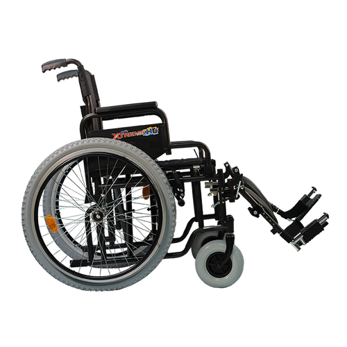 Silla de Ruedas Xtreme Bariátrica de Acero con Doble Cruceta de 22 Pulgadas, Elevapiernas Desmontables,Color Negro Lodo 