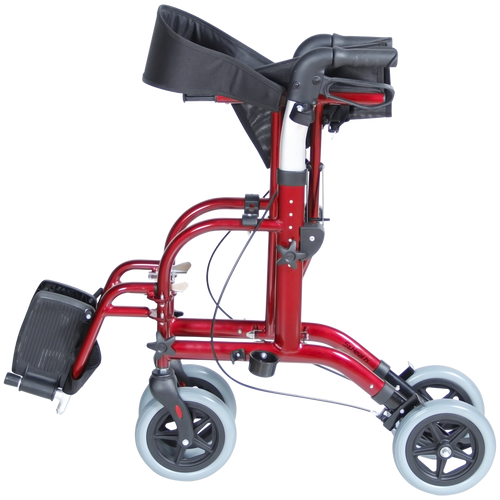 Andadera Rollator Travel de Aluminio con Descansapies - Plegable - Roja
