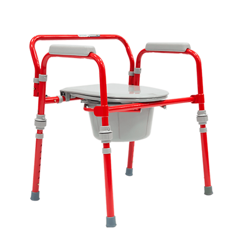 Cómodo de Acero de Lujo Plegable y Desarmable Ultra Compacto con Respaldo - Rojo