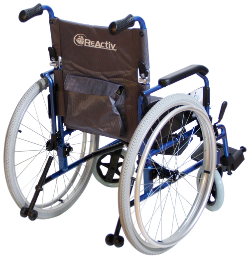Silla de Ruedas  Forte de Aluminio - Brazos Flip Up y Descansapies Desmontables - Neumática - Azul