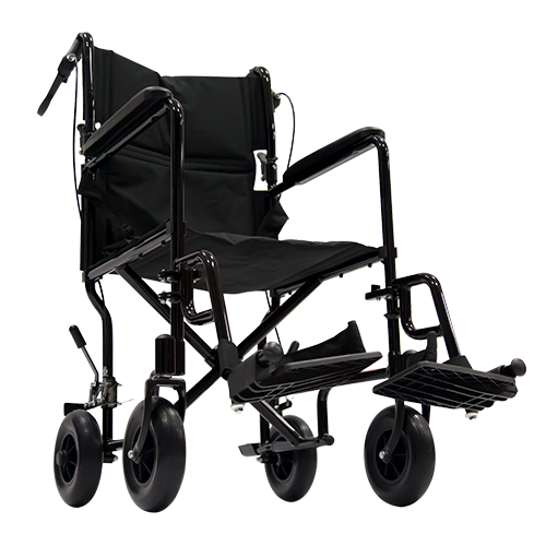 Silla de Ruedas R2MIL Forte de Traslado de Aluminio con Freno de Acompañante - Respaldo Plegable - Color Negra