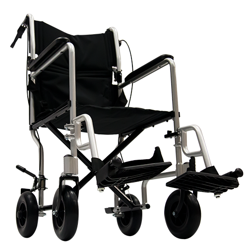 Silla de Ruedas R2MIL Forte de Traslado de Aluminio con Freno de Acompañante - Respaldo Plegable - Color Plata
