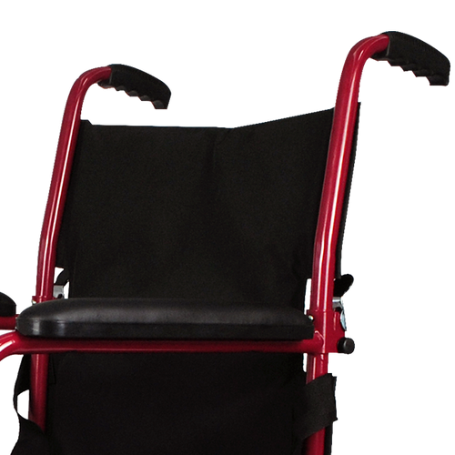 Silla de Ruedas  Forte de Traslado de Acero con Freno de Acompañante y Descansapies Desmontable - Color Rojo