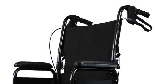 Silla de Ruedas  Forte de Traslado de Acero con Freno de Acompañante y Descansapies Desmontable - Color Negro