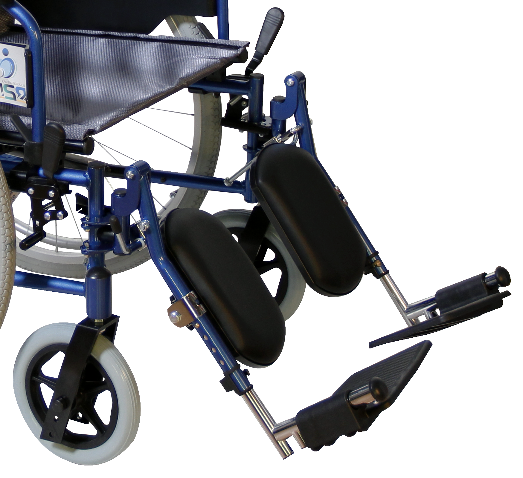  Silla de Ruedas  Forte de Aluminio, Brazos FlipUp y Elevapiernas Desmontables, Rueda 24" Neum,T.Nylon-Azul