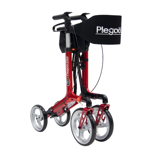 Andadera Rollator de Aluminio Plegable con Ruedas - Rojo Cereza