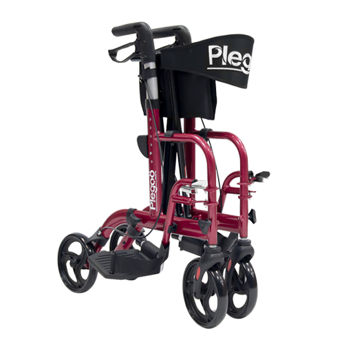 Andadera Rollator Travel de Aluminio Plegable - Con Descansapies - Rojo