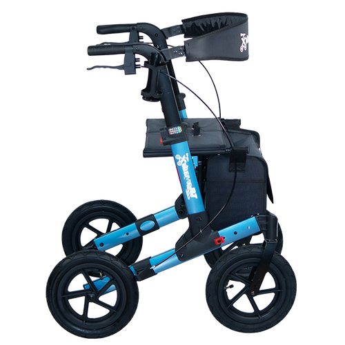  Andadera Xtreme Rollator de Aluminio,Ruedas Neumáticas de 12",Azul Metálico.