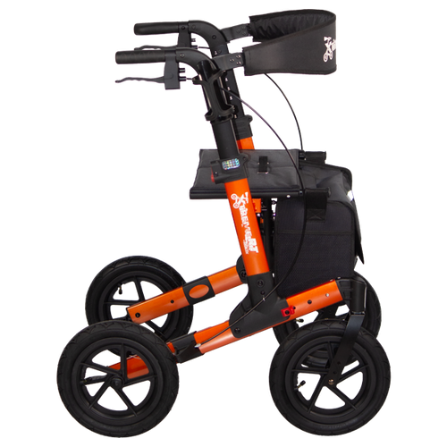  Andadera Xtreme Rollator de Aluminio,Ruedas Neumáticas de 12",Naranja Cadmio.