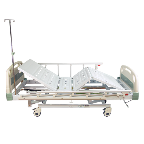 Cama Manual  de 3 Funciones con Manivelas, Ruedas de 125mm todas c/Freno.
