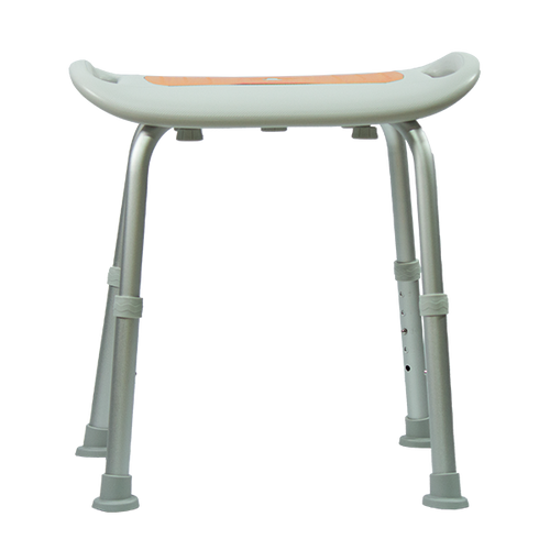  Banco Ducha de Aluminio sin Respaldo con Agarraderas Integradas, Color Gris/Naranja