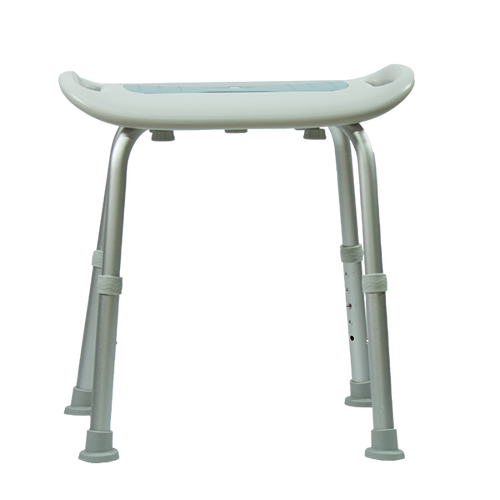  Banco Ducha de Aluminio sin Respaldo con Agarraderas Integradas, Color Gris/Azul