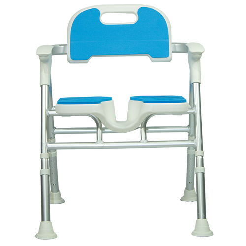  Silla Ducha de Aluminio Plegable con Respaldo y Ergonomía para Aseo Íntimo, Color Azul