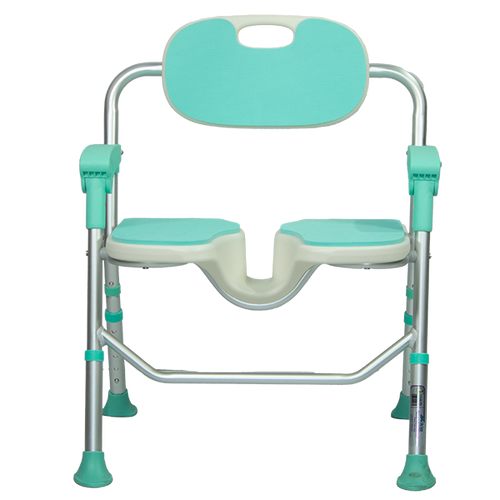  Silla Ducha de Aluminio Plegable con Respaldo y Ergonomía para Aseo Íntimo, Color Aqua