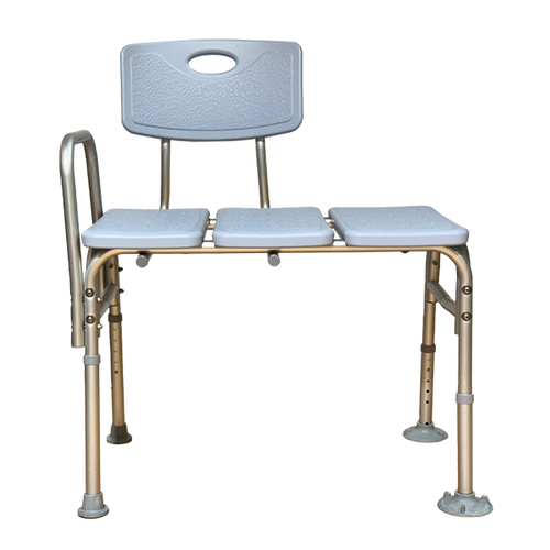  Silla de Transferencia Bariátrica  de Aluminio Reforzado con Respaldo,  Color Azul Celeste