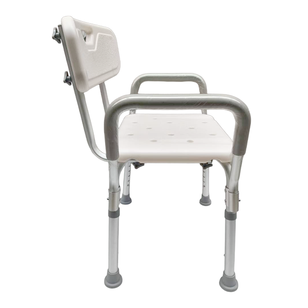  Banco para Ducha ReActiv de Aluminio con Respaldo y Brazos Desarmables, Blanco