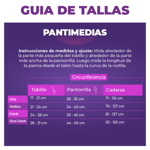 Pantimedia Transparente Moderada Compresión 15-20 mmHg Color Negro - XG