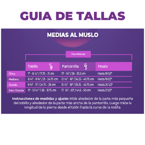 Media al Muslo Transparente Moderada Compresión 15-20 mmHg Color Nude - MD