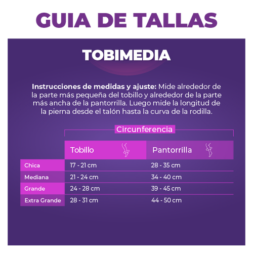 Media a la Rodilla  Transparente Suave Compresión 8-15 mmHg Color Beige - XG