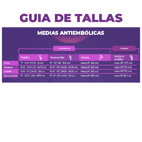 Media a la Rodilla Antiembólica 18 mmHg Color Blanco - MD